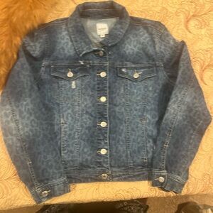 Kensie Leopard Print Denim Jacket XL